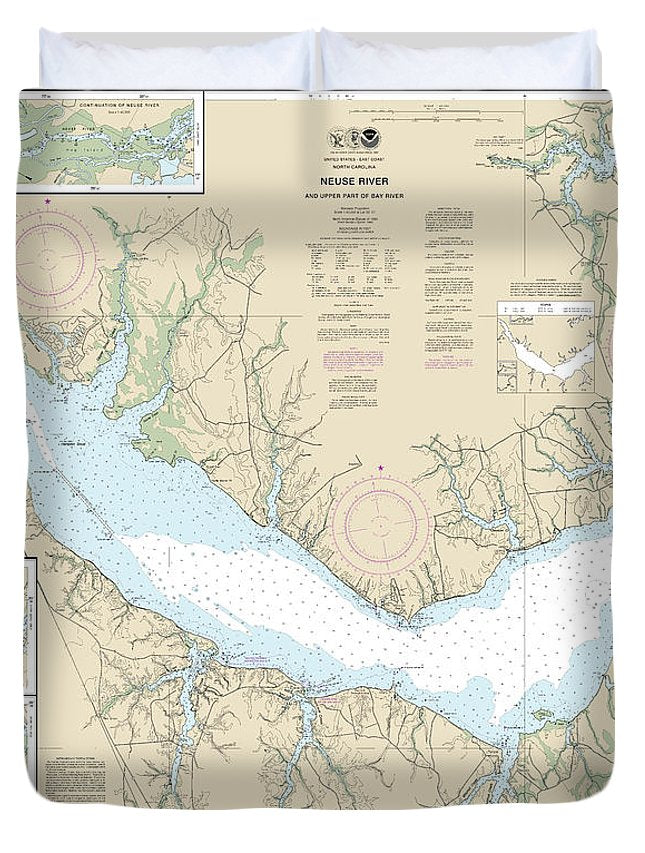 Nautical Chart-11552 Neuse River-upper Part-bay River - Duvet Cover