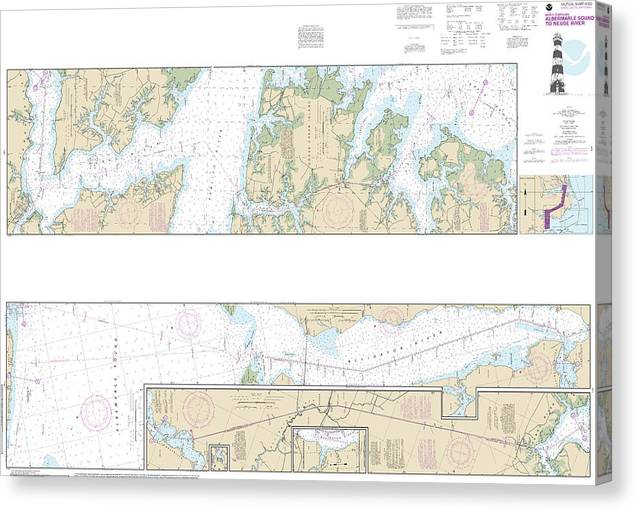 Nautical Chart-11553 Intracoastal Waterway Albermarle Sound-Neuse River, Alligator River, Second Creek Canvas Print