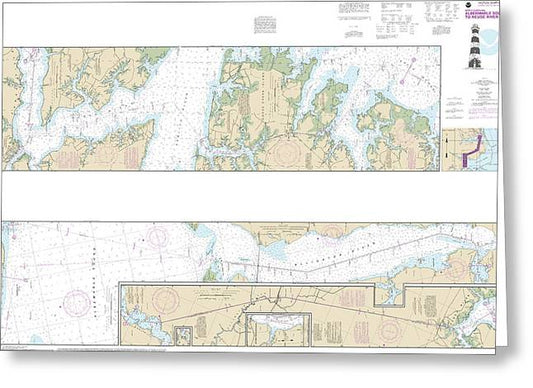 Nautical Chart-11553 Intracoastal Waterway Albermarle Sound-neuse River, Alligator River, Second Creek - Greeting Card