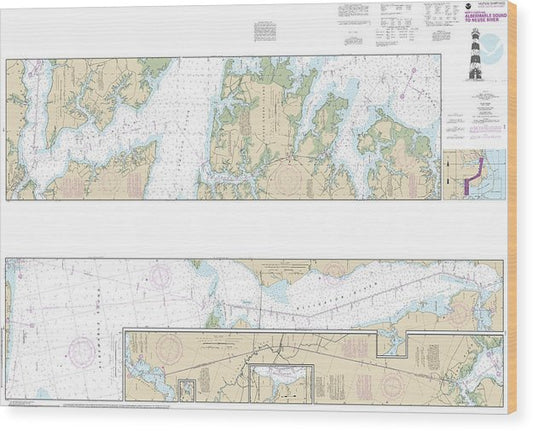 Nautical Chart-11553 Intracoastal Waterway Albermarle Sound-Neuse River, Alligator River, Second Creek Wood Print