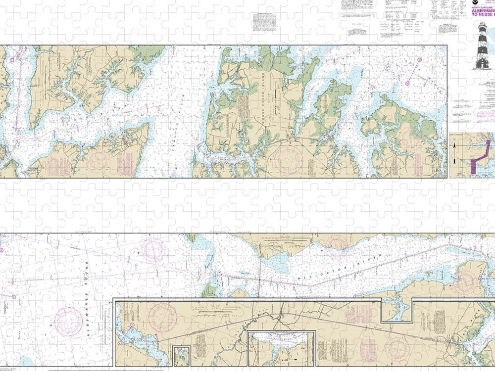 Nautical Chart 11553 Intracoastal Waterway Albermarle Sound Neuse River, Alligator River, Second Creek Puzzle