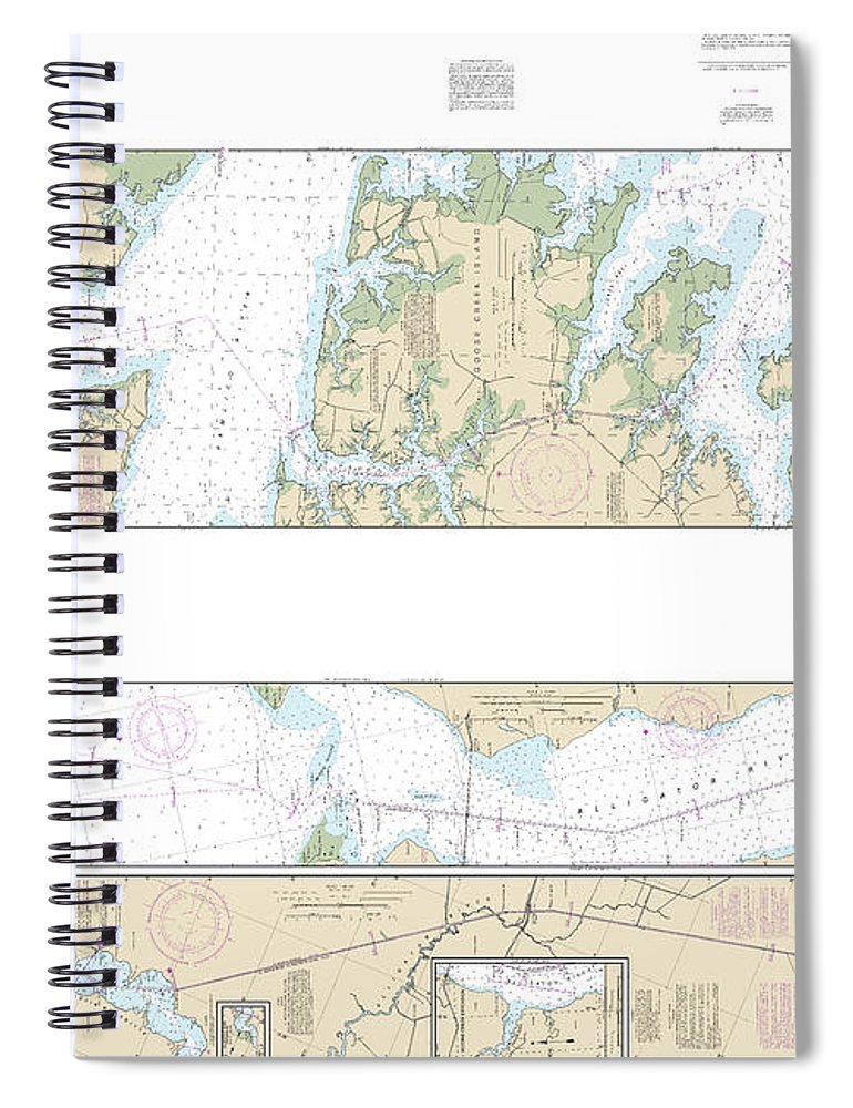 Nautical Chart 11553 Intracoastal Waterway Albermarle Sound Neuse River, Alligator River, Second Creek Spiral Notebook