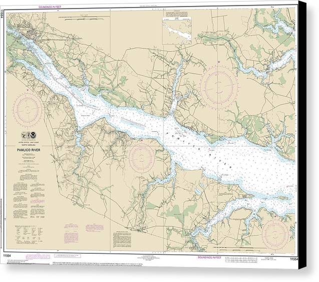 Nautical Chart-11554 Pamlico River - Canvas Print