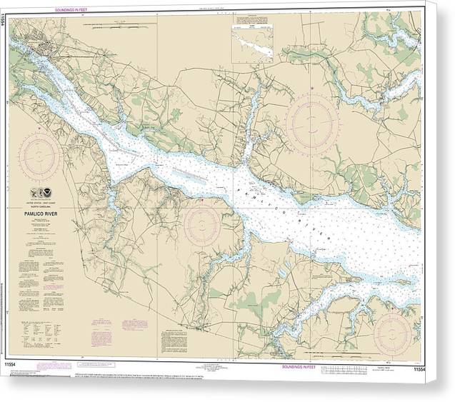 Nautical Chart-11554 Pamlico River - Canvas Print