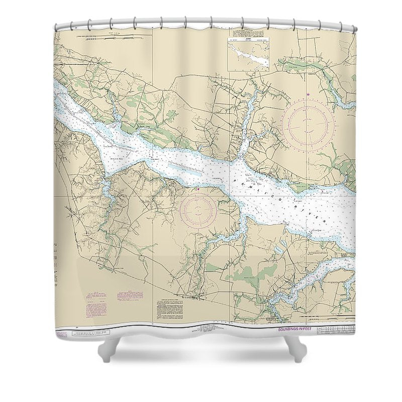 Nautical Chart 11554 Pamlico River Shower Curtain