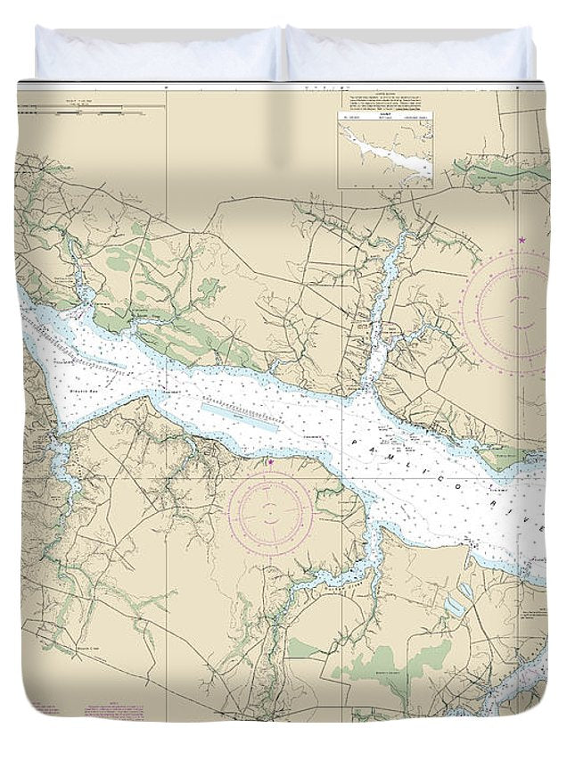Nautical Chart-11554 Pamlico River - Duvet Cover