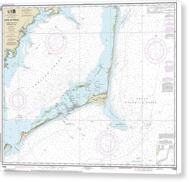Nautical Chart-11555 Cape Hatteras-wimble Shoals-ocracoke Inlet - Canvas Print