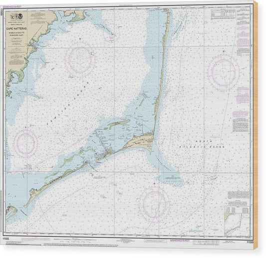 Nautical Chart-11555 Cape Hatteras-Wimble Shoals-Ocracoke Inlet Wood Print