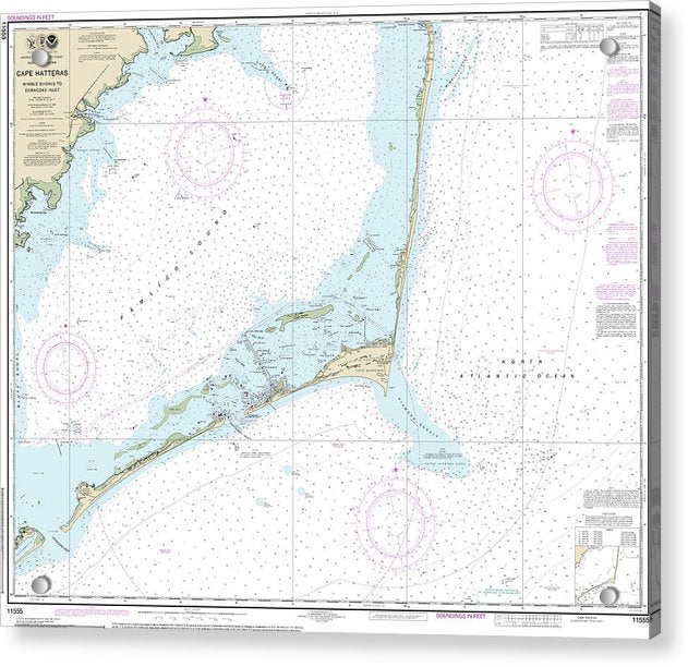 Nautical Chart-11555 Cape Hatteras-wimble Shoals-ocracoke Inlet - Acrylic Print