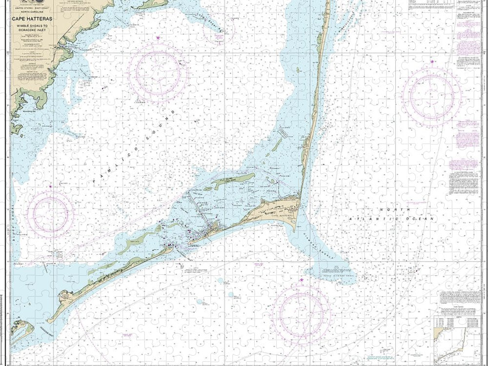 Nautical Chart 11555 Cape Hatteras Wimble Shoals Ocracoke Inlet Puzzle