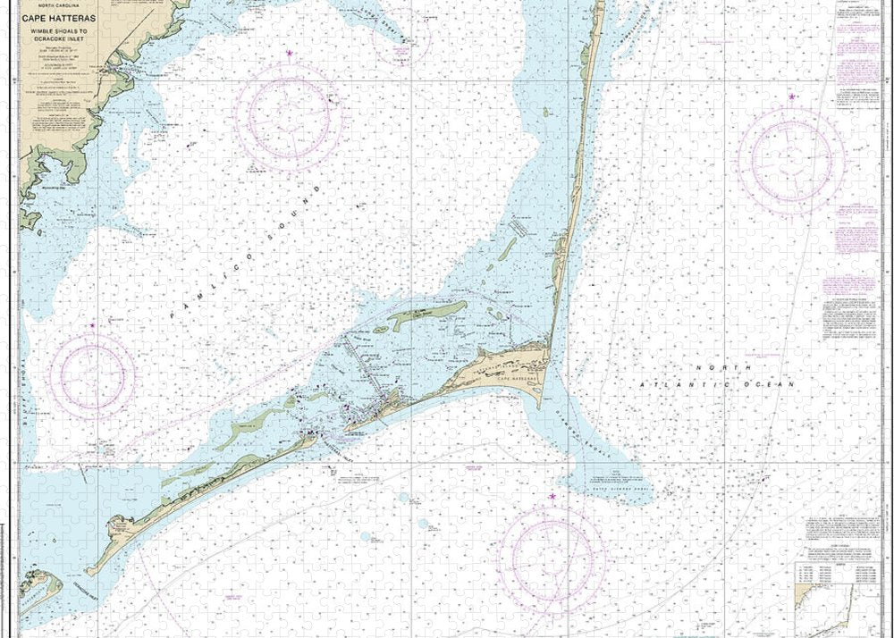 Nautical Chart-11555 Cape Hatteras-wimble Shoals-ocracoke Inlet - Puzzle