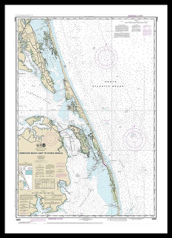 Nautical Chart-12204 Currituck Beach Light-wimble Shoals - Framed Print