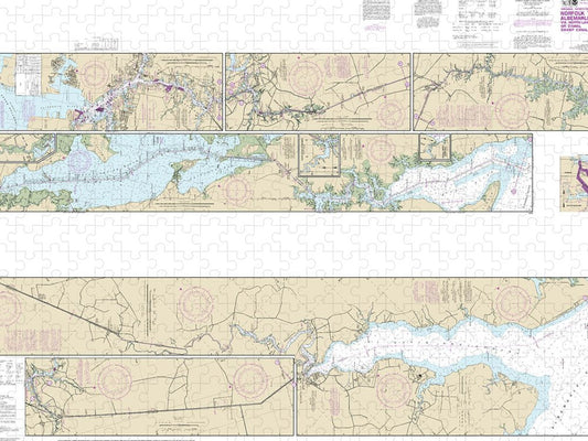 Nautical Chart 12206 Intracoastal Waterway Norfolk Albemarle Sound North Landing River Or Great Dismal Swamp Canal Puzzle