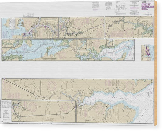 Nautical Chart-12206 Intracoastal Waterway Norfolk-Albemarle Sound-North Landing River Or Great Dismal Swamp Canal Wood Print