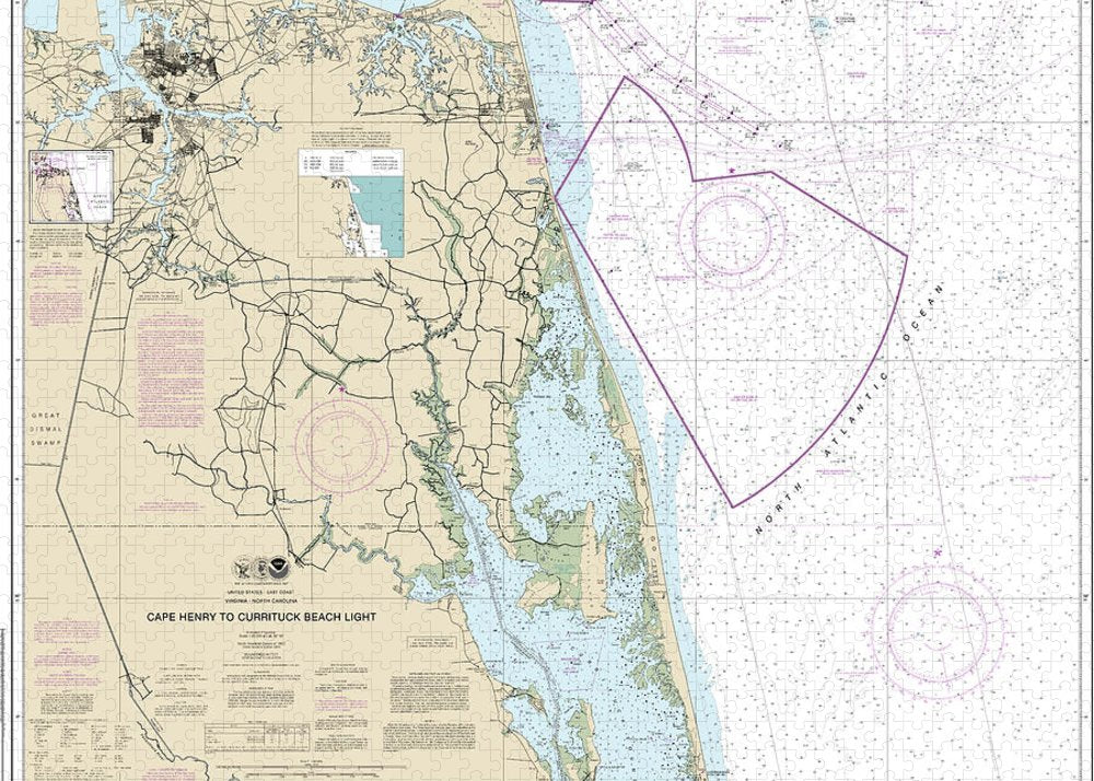 Nautical Chart-12207 Cape Henry-currituck Beach Light - Puzzle