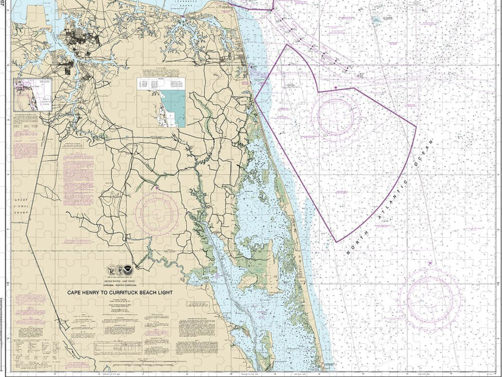 Nautical Chart 12207 Cape Henry Currituck Beach Light Puzzle