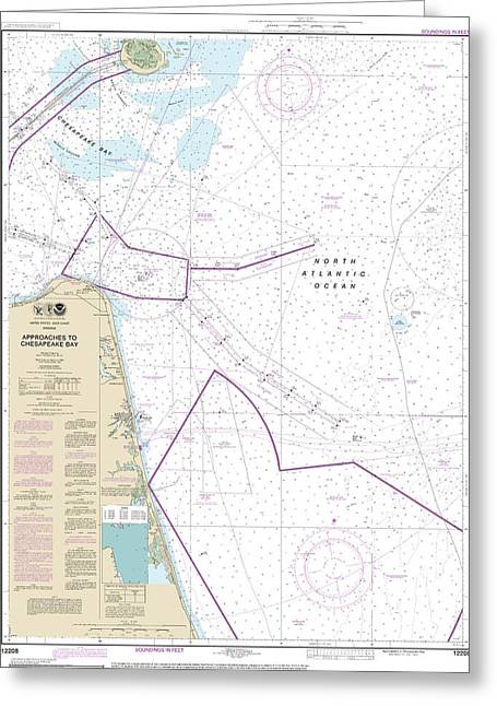 Nautical Chart-12208 Approaches-chesapeake Bay - Greeting Card