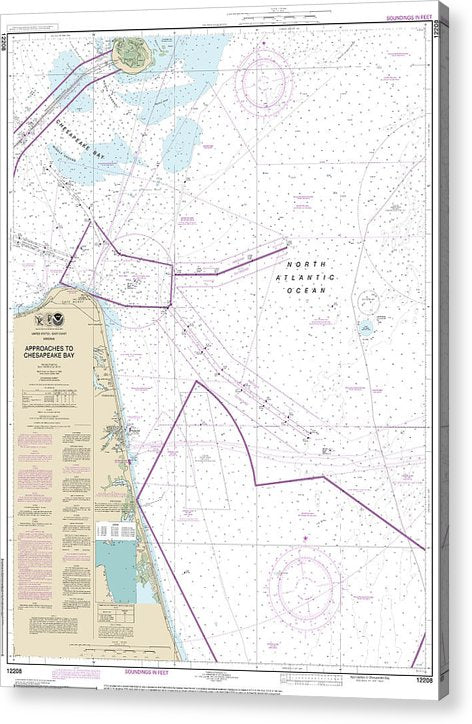 Nautical Chart-12208 Approaches-Chesapeake Bay  Acrylic Print