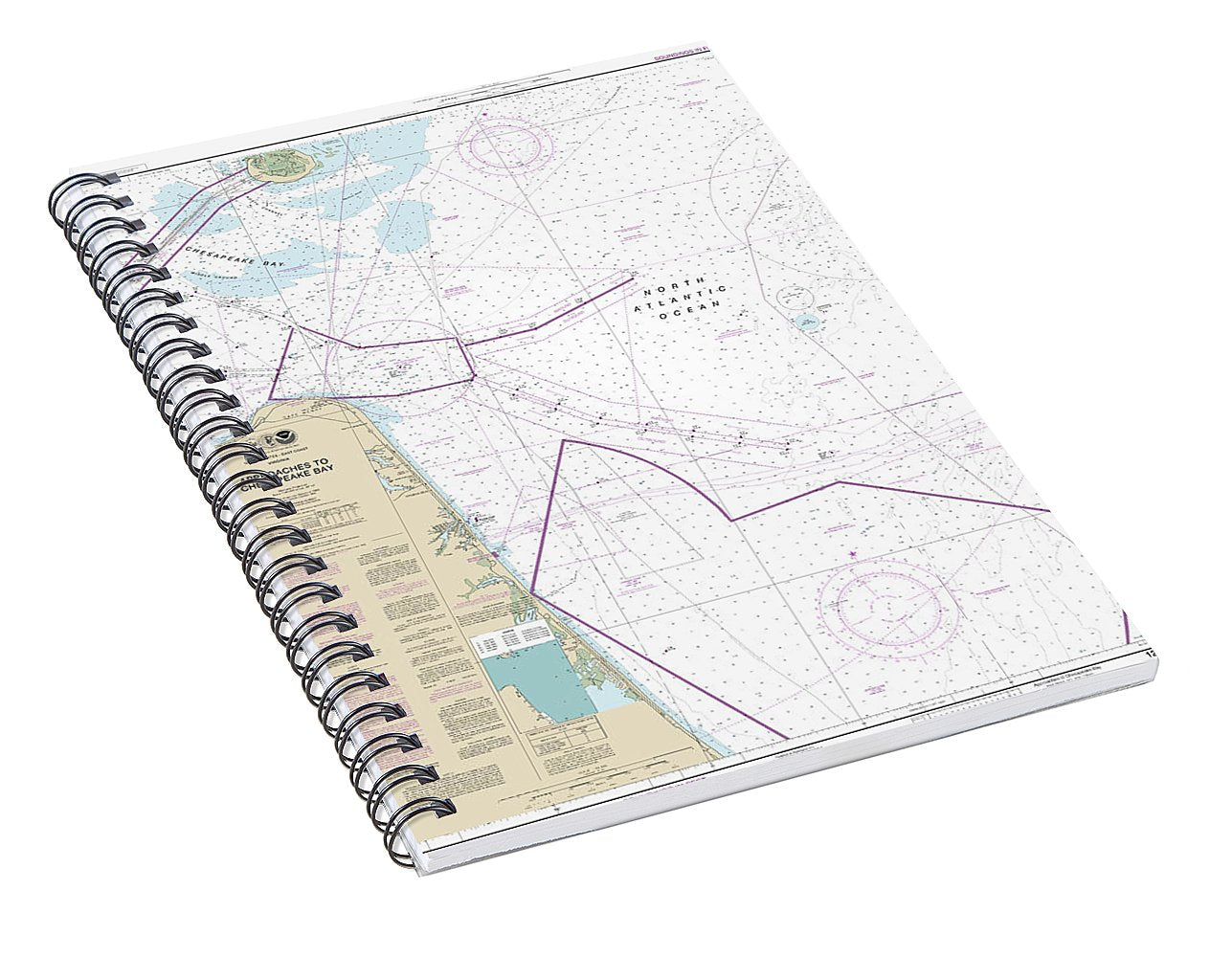 Nautical Chart-12208 Approaches-chesapeake Bay - Spiral Notebook