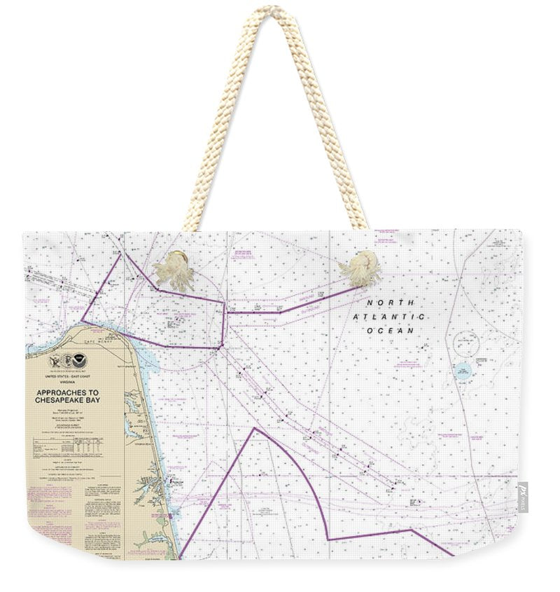 Nautical Chart-12208 Approaches-chesapeake Bay - Weekender Tote Bag