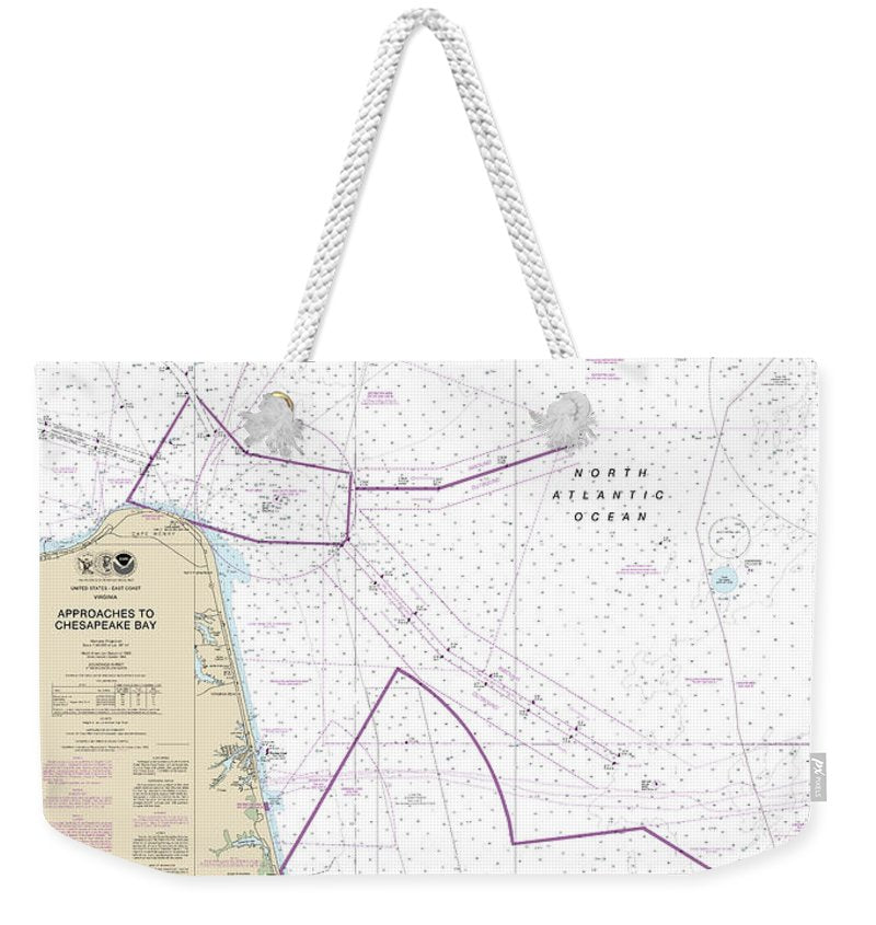 Nautical Chart-12208 Approaches-chesapeake Bay - Weekender Tote Bag