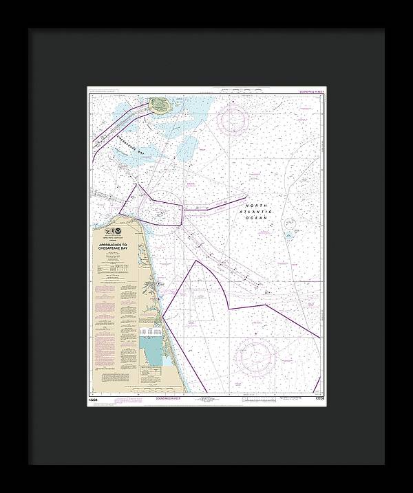 Nautical Chart-12208 Approaches-chesapeake Bay - Framed Print