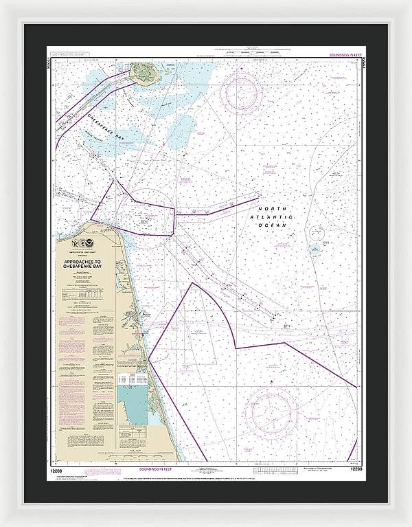 Nautical Chart-12208 Approaches-chesapeake Bay - Framed Print