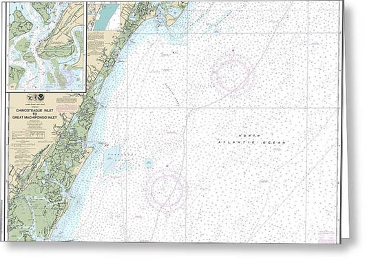 Nautical Chart-12210 Chincoteague Inlet-great Machipongo Inlet, Chincoteague Inlet - Greeting Card