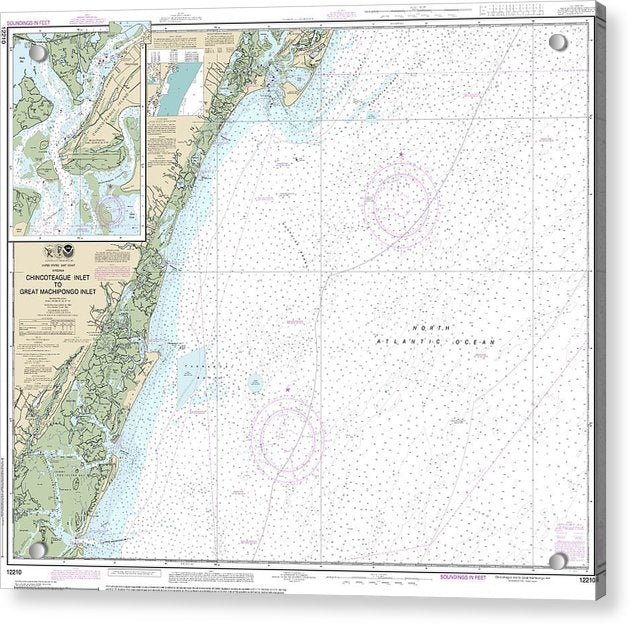Nautical Chart-12210 Chincoteague Inlet-great Machipongo Inlet, Chincoteague Inlet - Acrylic Print