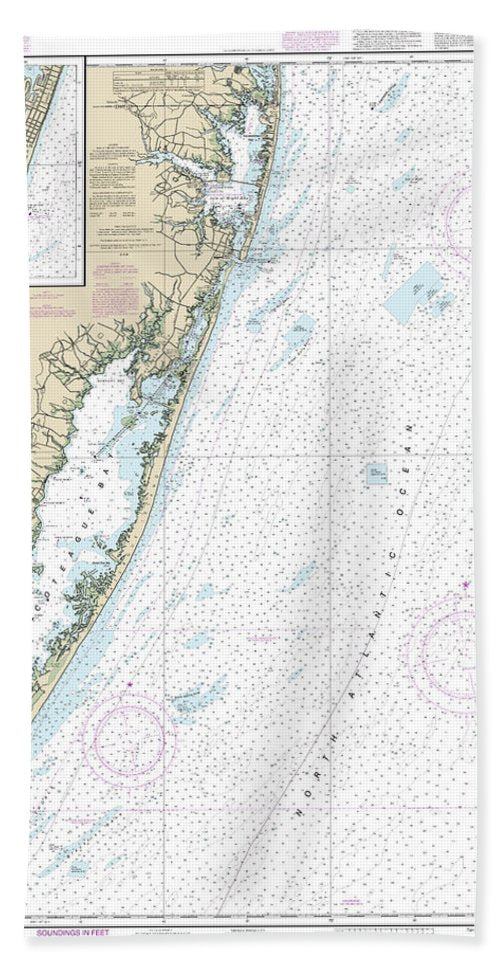 Nautical Chart 12211 Fenwick Island Chincoteague Inlet, Ocean City Inlet Bath Towel