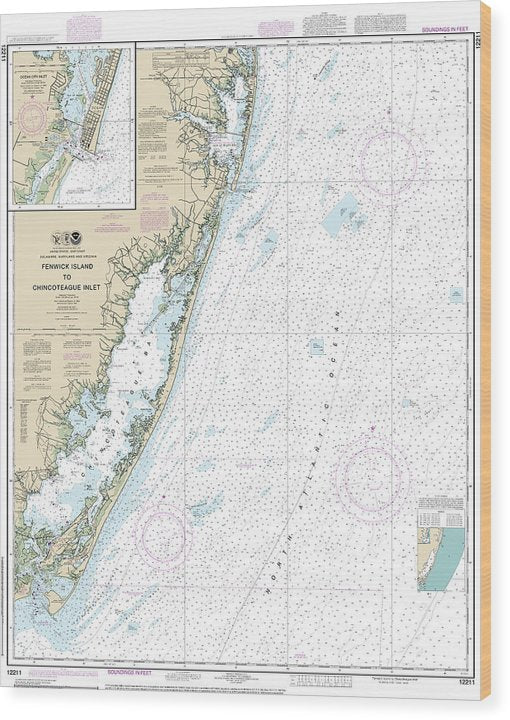 Nautical Chart-12211 Fenwick Island-Chincoteague Inlet, Ocean City Inlet Wood Print