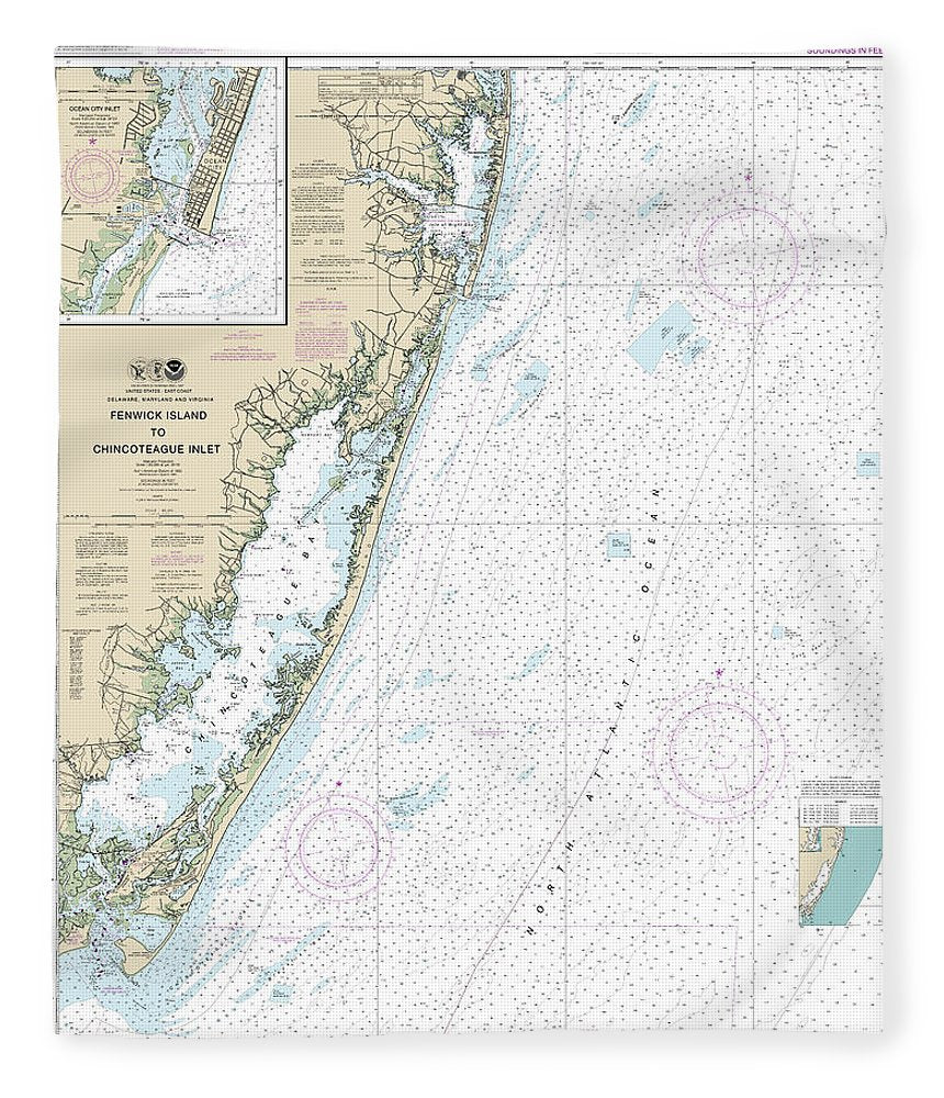 Nautical Chart 12211 Fenwick Island Chincoteague Inlet, Ocean City Inlet Blanket