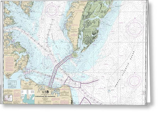 Nautical Chart-12221 Chesapeake Bay Entrance - Greeting Card