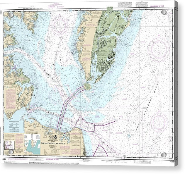Nautical Chart-12221 Chesapeake Bay Entrance - Acrylic Print