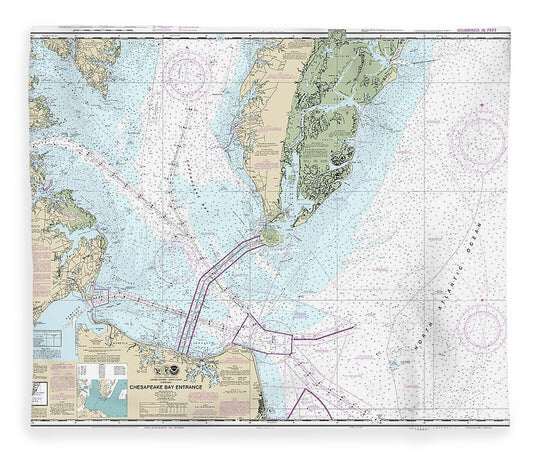 Nautical Chart 12221 Chesapeake Bay Entrance Blanket