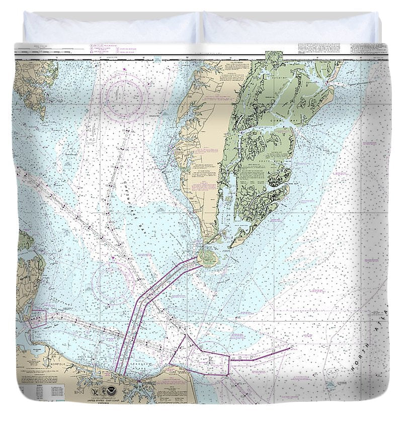 Nautical Chart 12221 Chesapeake Bay Entrance Duvet Cover