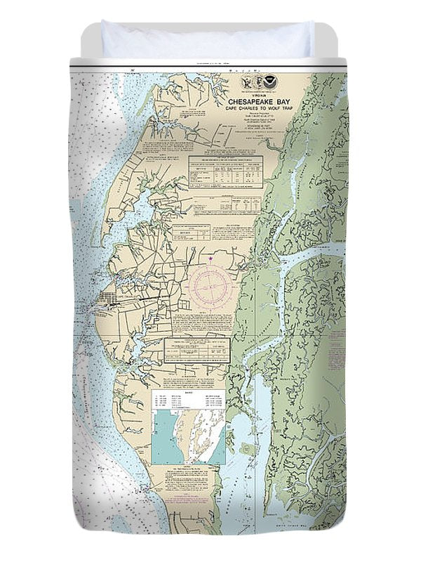 Nautical Chart-12224 Chesapeake Bay Cape Charles-wolf Trap - Duvet Cover