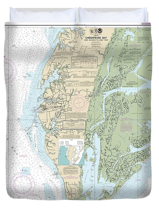 Nautical Chart-12224 Chesapeake Bay Cape Charles-wolf Trap - Duvet Cover