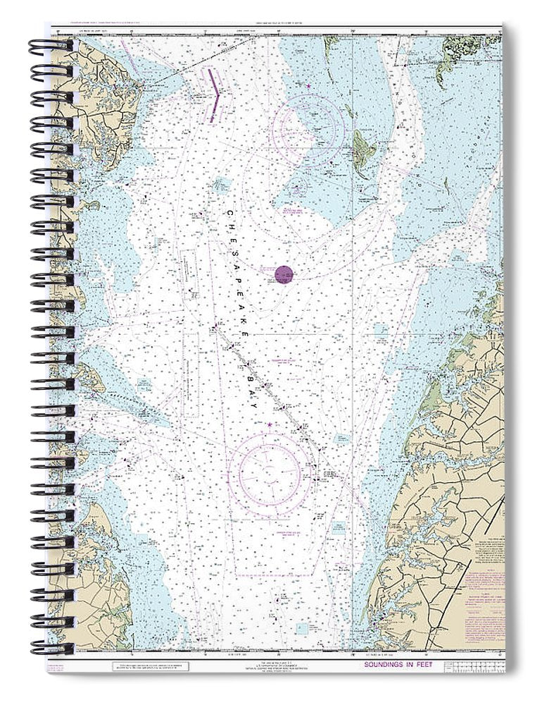 Nautical Chart 12225 Chesapeake Bay Wolf Trap Smith Point Spiral Notebook