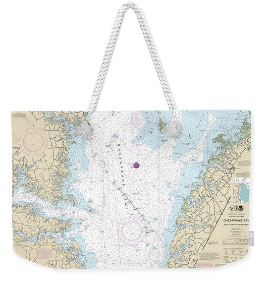 Nautical Chart-12225 Chesapeake Bay Wolf Trap-smith Point - Weekender Tote Bag