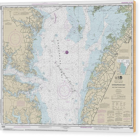 Nautical Chart-12225 Chesapeake Bay Wolf Trap-Smith Point Wood Print