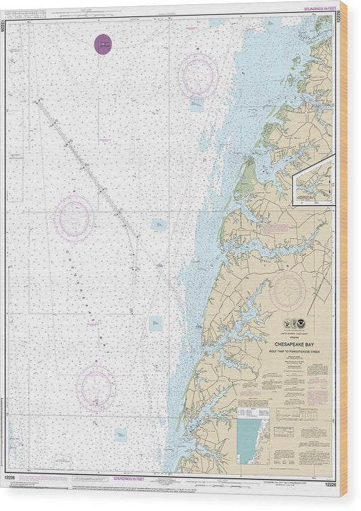 Nautical Chart-12226 Chesapeake Bay Wolf Trap-Pungoteague Creek Wood Print