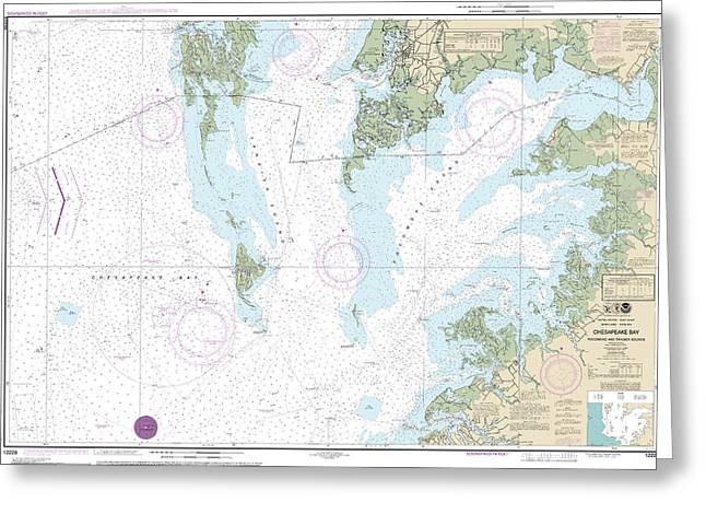 Nautical Chart-12228 Chesapeake Bay Pocomoke-tangier Sounds - Greeting Card