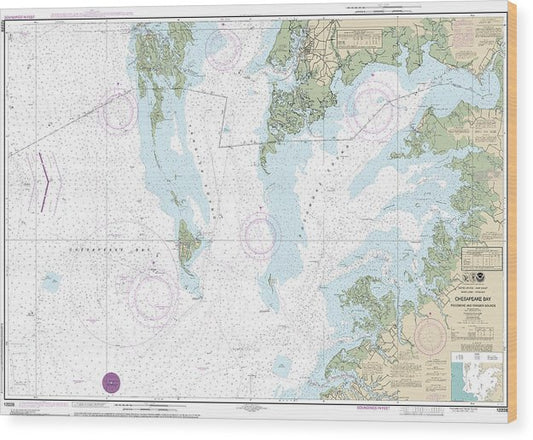 Nautical Chart-12228 Chesapeake Bay Pocomoke-Tangier Sounds Wood Print