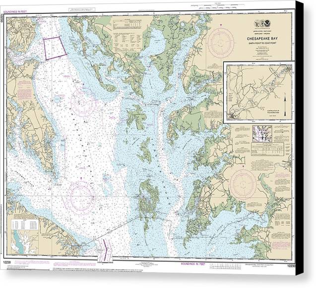 Nautical Chart-12230 Chesapeake Bay Smith Point-cove Point - Canvas Print