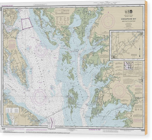 Nautical Chart-12230 Chesapeake Bay Smith Point-Cove Point Wood Print