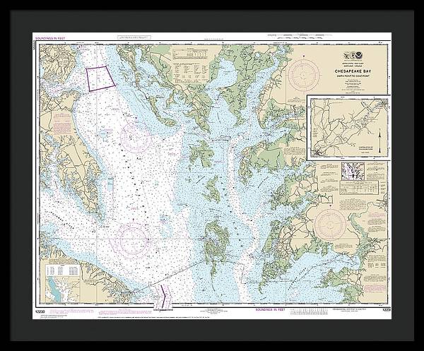 Nautical Chart-12230 Chesapeake Bay Smith Point-cove Point - Framed Print