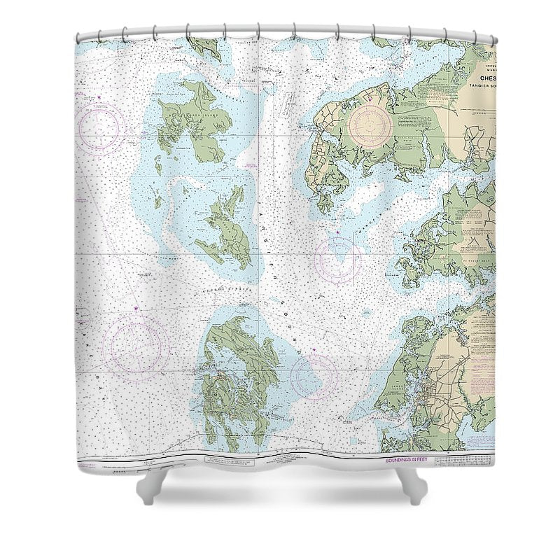 Nautical Chart 12231 Chesapeake Bay Tangier Sound Northern Part Shower Curtain