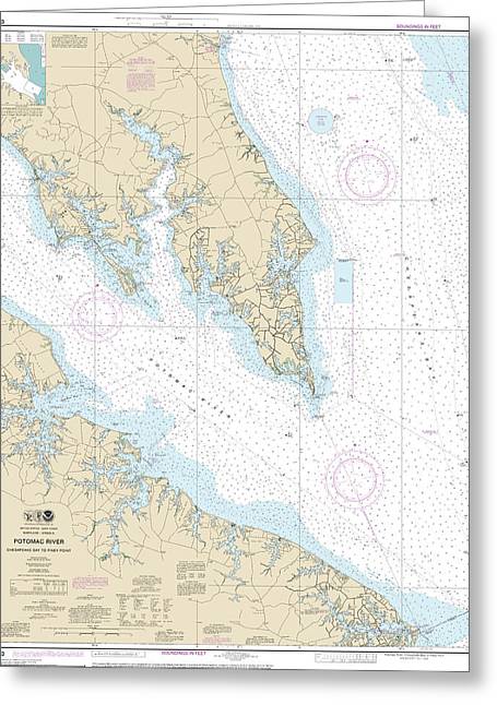 Nautical Chart-12233 Potomac River Chesapeake Bay-piney Point - Greeting Card