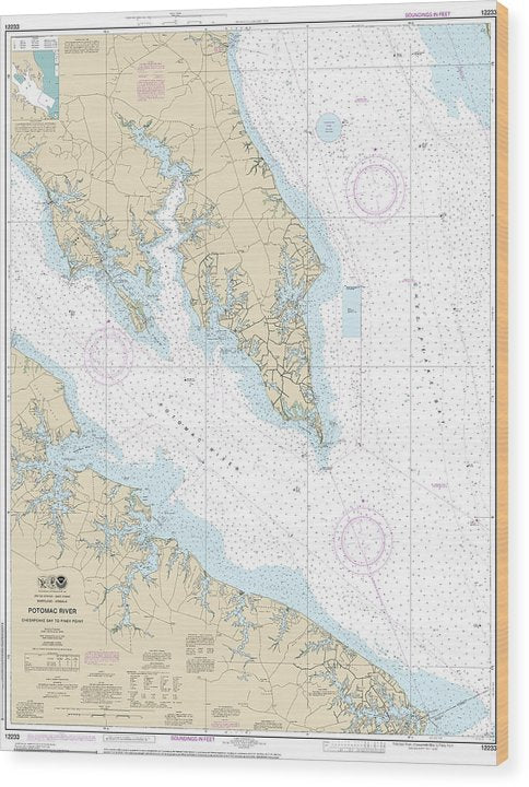 Nautical Chart-12233 Potomac River Chesapeake Bay-Piney Point Wood Print